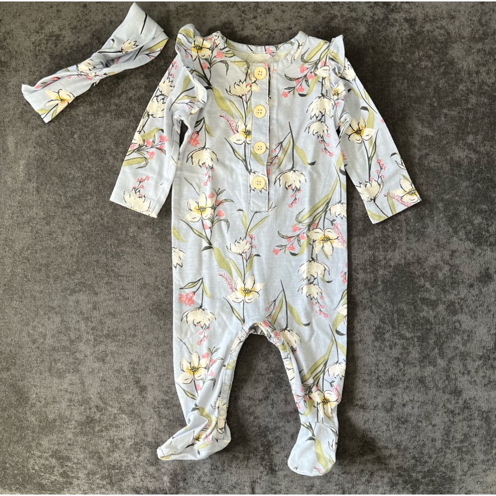 Jessica Simpson Floral Outfit and Headband Size 3/6 Months